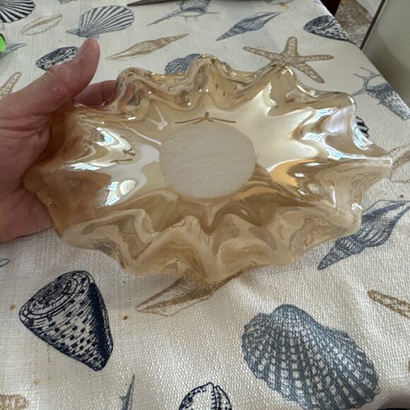 Murano Glass Bowl Gold Color Tammaro Home Hand Made Bowl in Italy H-358 - Picture 4 of 5